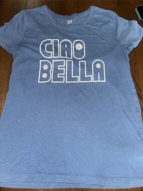 GAP Blue 'Ciao Bella' Short Sleeve Tee size medium